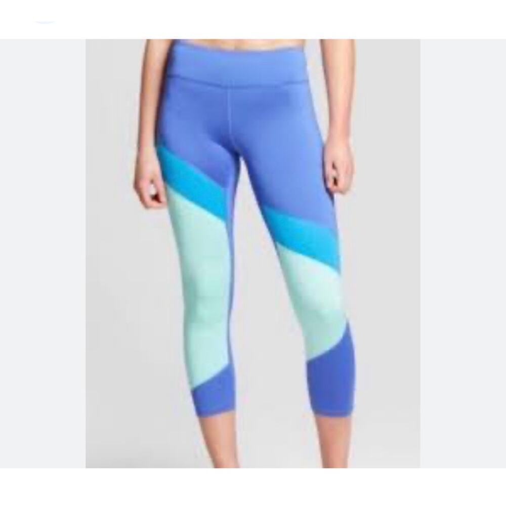 Joy Lab Color Block Blue Cropped Leggings Size Medium